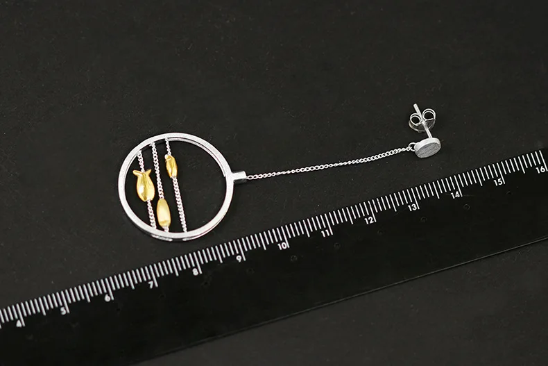 CMAJOR Designer 925 Sterling Silver Two Tone Gold Plated Swimming Fish Earrings Women Girls Original Fine Jewelry Wholesale | Украшения и