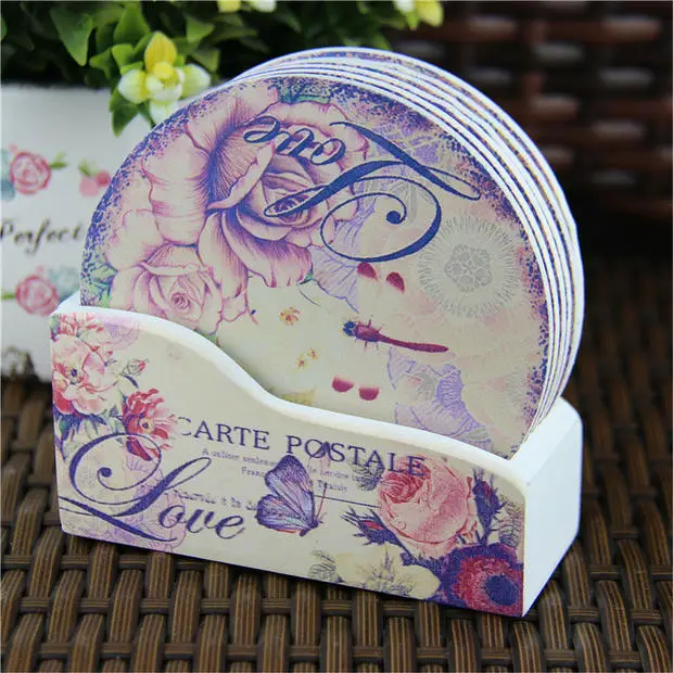 6 шт./компл. цветные деревянные подставки в европейском стиле коврики для