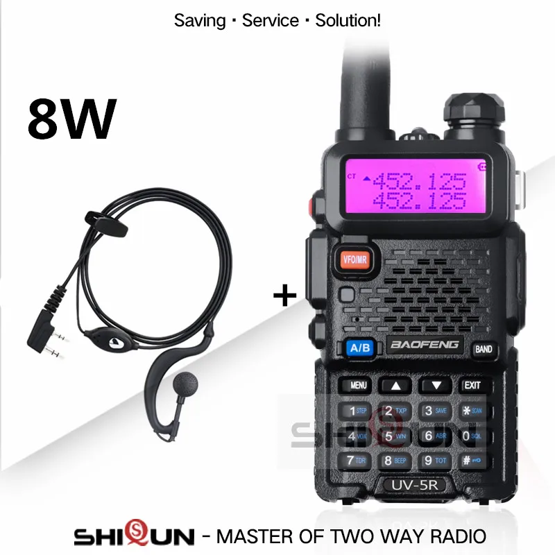 Add Earpiece Обновление 8 Вт UV-5R иди и болтай Walkie Talkie “иди и 10 км Baofeng uv5r рация для охоты Ham Радио uv 5r Baofeng UV-9R UV-82 UV-8HX UV-XR - Цвет: Add Earpiece