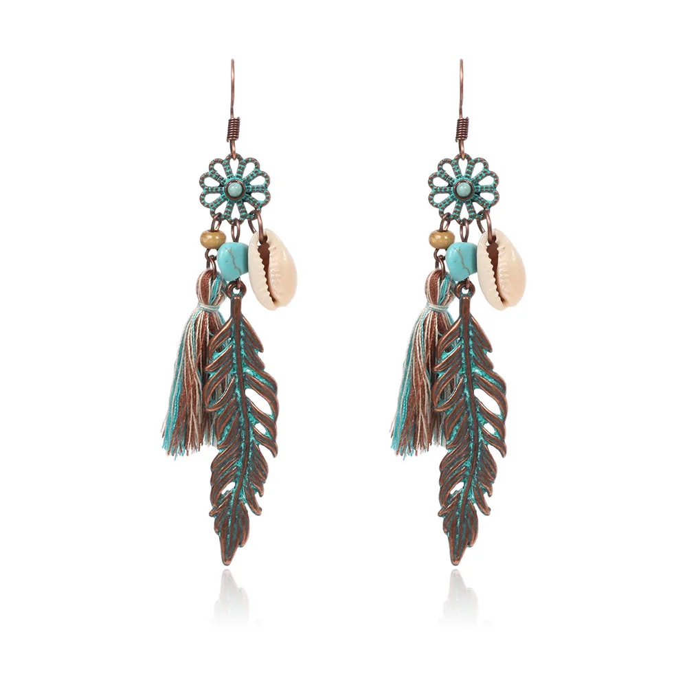 Drop Earrings JIOFREE винтажный богемский этнический кисточкой бахрома лист клип на серьги для женщин девочек юбилей Свадебная вечеринка ювелирные изделия - Окраска металла: Drop Earrings