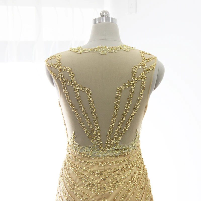 Rose Moda Bling V Neck Gold Mermaid Prom Dress Reflective Dresses 2019