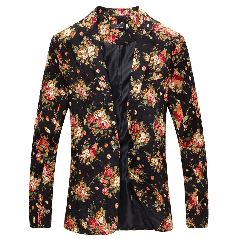 Мужской Блейзер 2019 брендовый мужской костюм куртка с забавным цветочным принтом