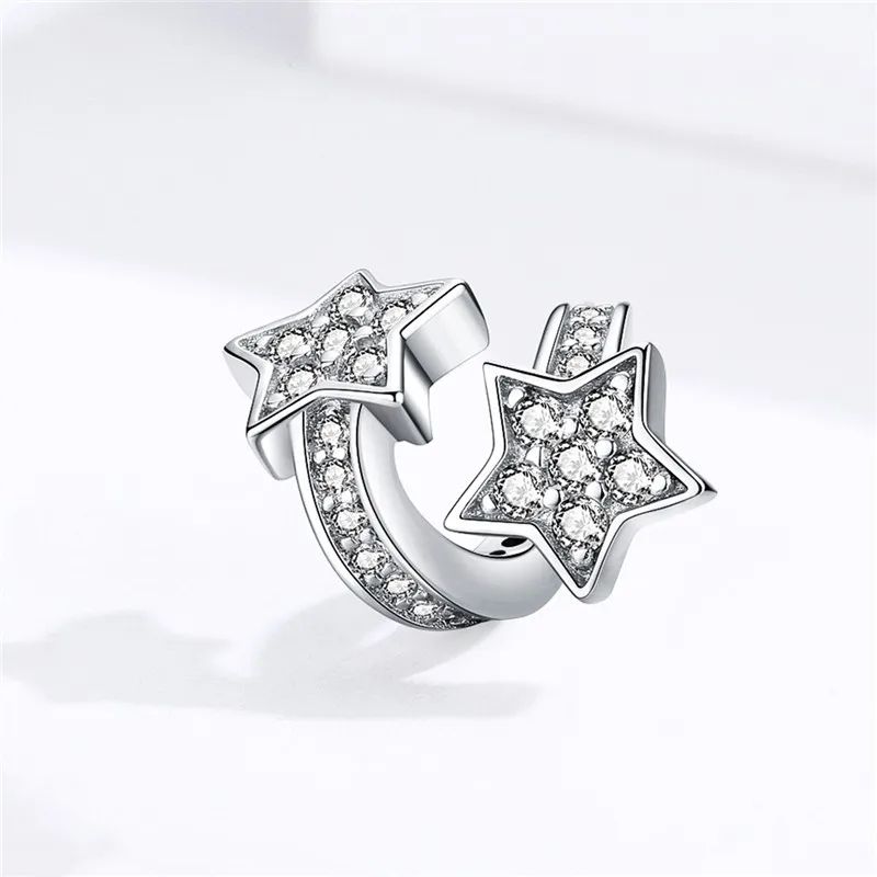 Браслет Pandora,, 925 пробы, серебряный, со звездами, бусины, S925, белый, CZ, метеор, блестящие Подвески для изготовления ювелирных изделий - Цвет: aad1244