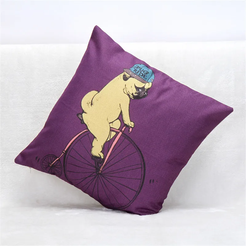 B156 Creative pillow cover dog ride home fashion cotton linen fabric by creative office sofa cushion decor | Дом и сад