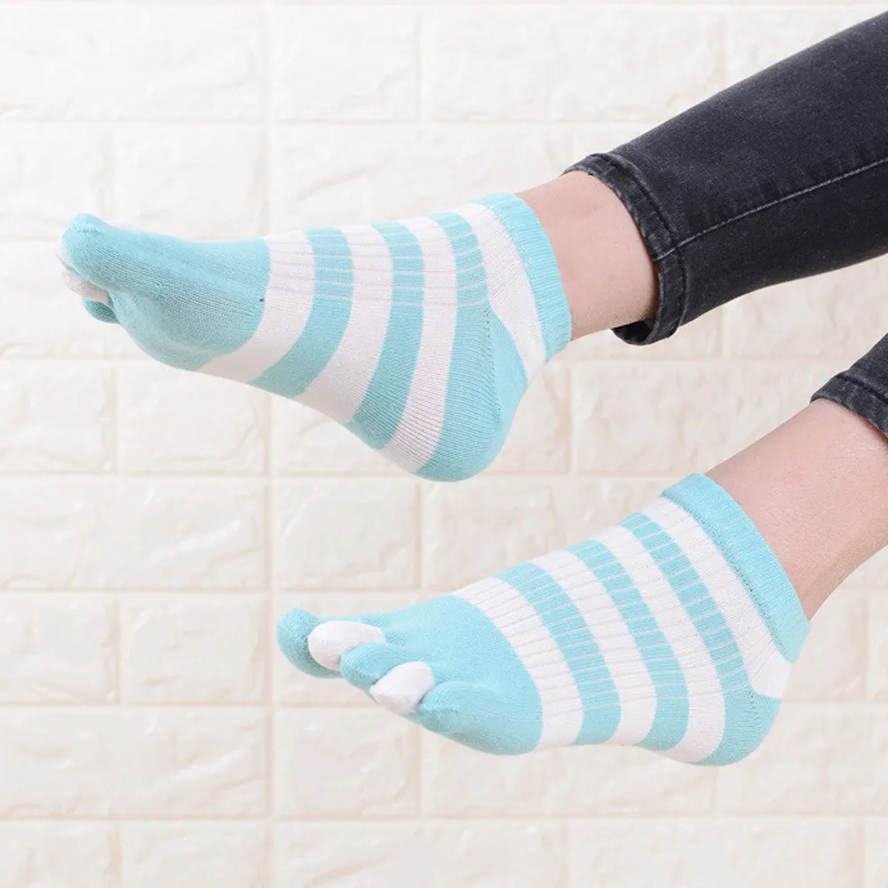 Женские носки; calcetines mujer; женские хлопковые Дышащие носки с принтом для женщин и девочек; Разноцветные хлопковые носки с пятью пальцами; T429