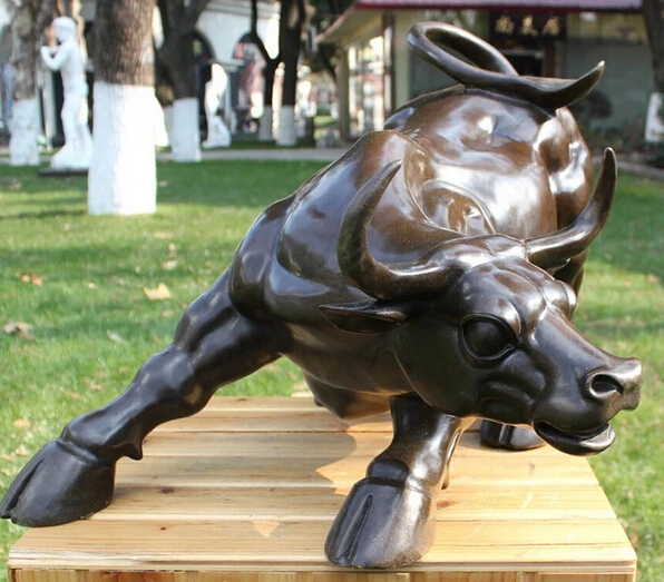 Западная бронзовая медная фэншуй скульптура настенная улица Бык Корова Крупный