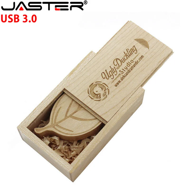 JASTER USB 3,0(более 10 шт. бесплатный логотип) деревянный лист+ упаковочная коробка usb флеш-накопитель карта памяти pendriver 8 ГБ 16 ГБ 32 ГБ 64 Гб подарок
