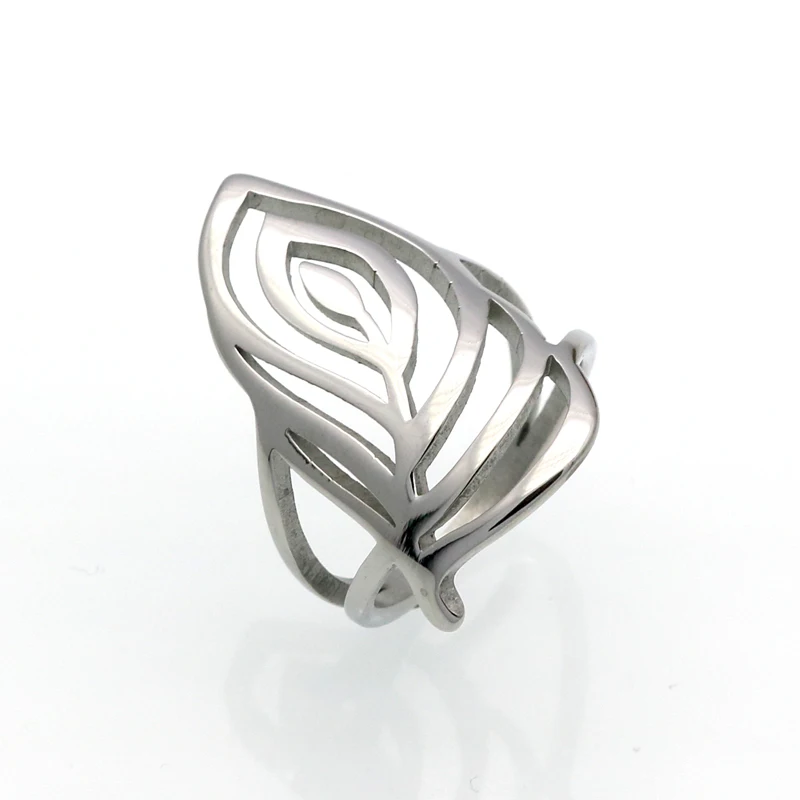 Женское кольцо с большим листом BORASI коктейльное из нержавеющей стали золотого