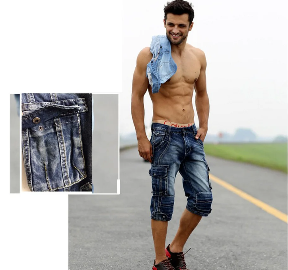 Мужские бриджи, бермуды Homme мужские модные шорты потертые джинсовые короткие мужские джинсовые шорты Homme