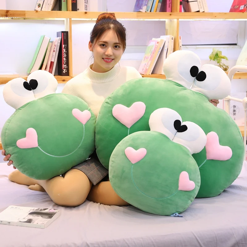 Candice guo plush toy stuffed doll cartoon animal smile frog heart big eye rest pillow office nap cushion baby birthday gift 1pc | Игрушки и
