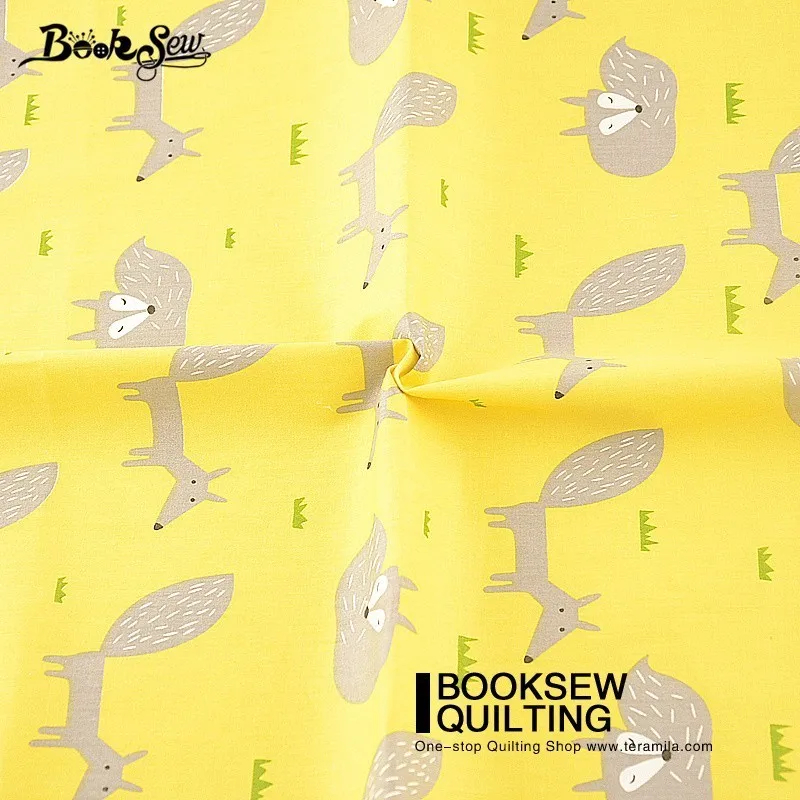 Хлопковая саржевая ткань Booksew Желтая Мягкая с мультяшным рисунком лисы лоскутное