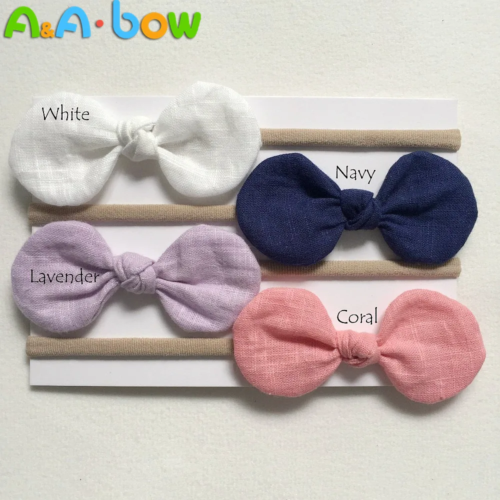 4 шт./лот Высококачественная нейлоновая повязка на голову ручной работы с бантом