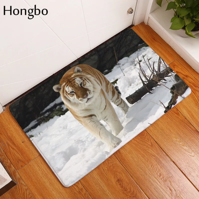 Hongbo напольный коврик для прихожей фланель Добро пожаловать коврик у входной двери Противоскользящий впитывающий влагу коврик тигр животные печатные