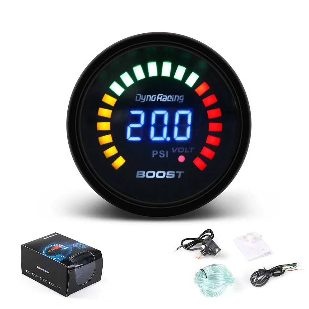 Dynoracing 52 мм 20 светодиодов цифровой автомобильный турбо Boost Gauge гоночный метр