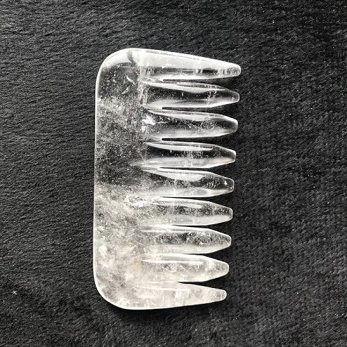 Clear Quartz Comb Уникальный дизайн натуральный розовый кварц прозрачный кварц черный обсидиан криатальное ручной резное Исцеление Массажная Расческа для красоты SQ - Цвет: Clear Quartz Comb