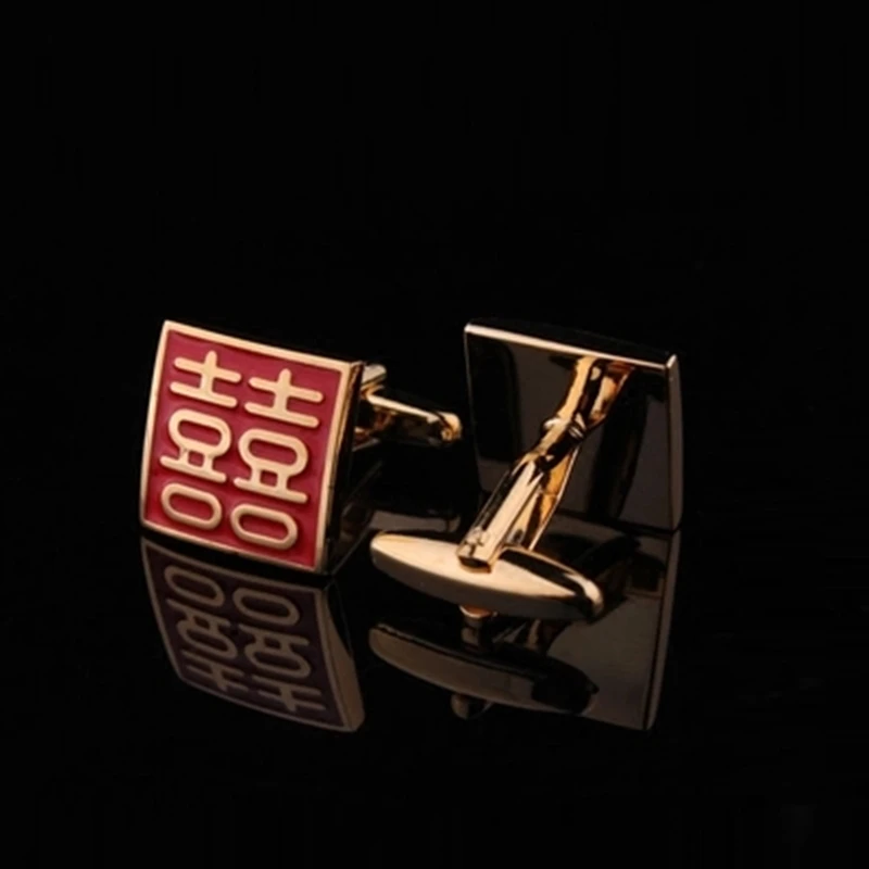 Модные мужские Запонки с двойным счастьем ювелирные изделия запонки для рубашки