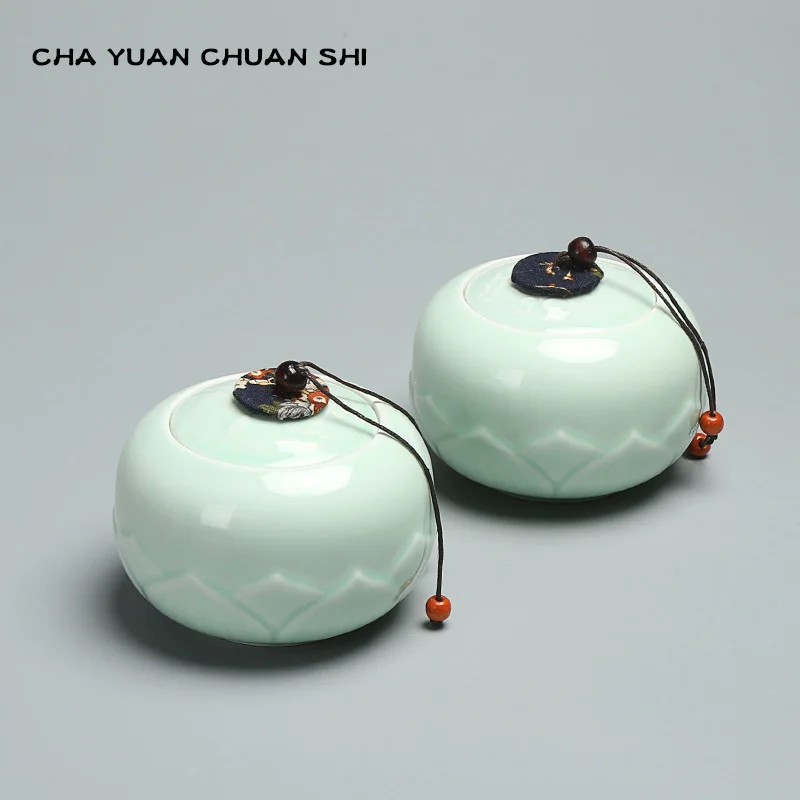 Керамические чайные банки Chayuanchuanshi Jingdezhen из селадона лотоса герметичная