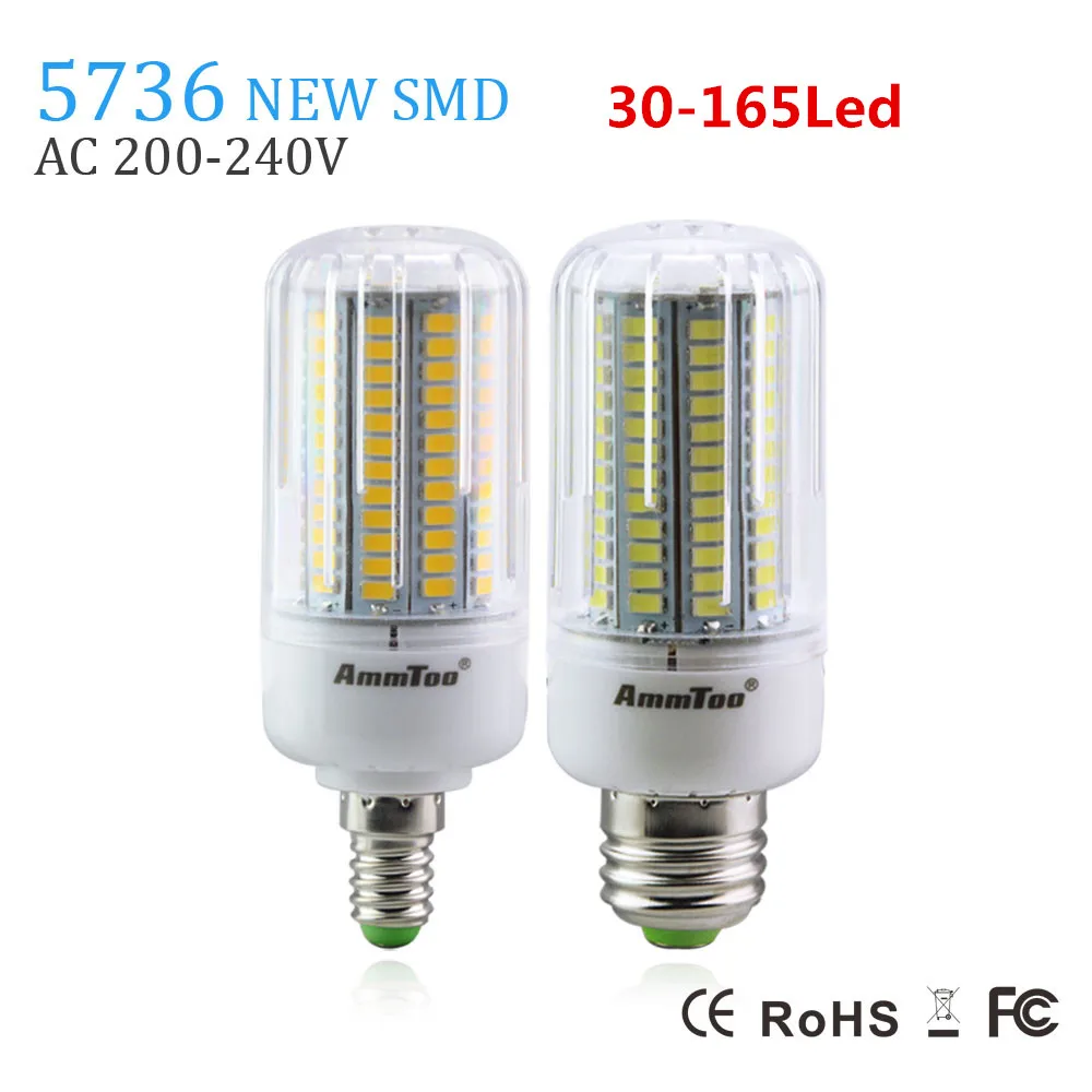 Светодиодный светильник SMD 5736 E27 3 Вт 5 7 9 12 15 E14 220 В светодиодный в форме свечи ярче