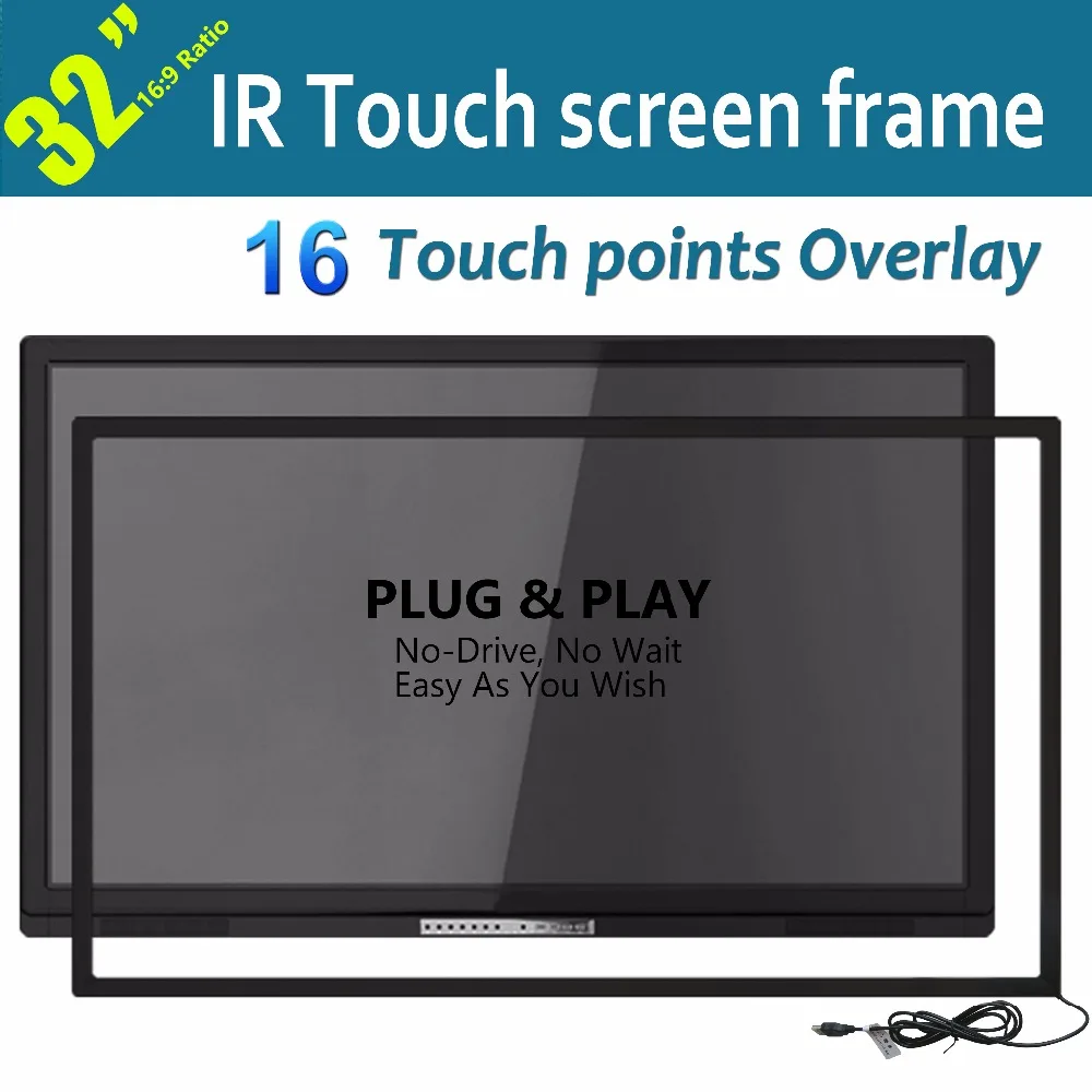 New 32&quot IR Touch Screen Overlay Kit with True 16 Points Compatible With Windows Mac OSX Linux Android | Компьютеры и офис