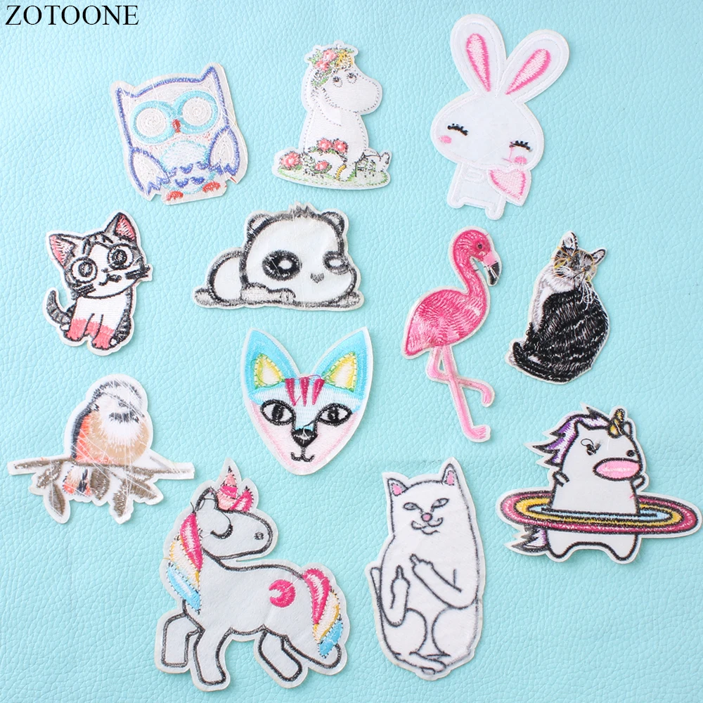 ZOTOONE 12 шт Единорог Красочные мультфильм заплатки в виде животных для одежды