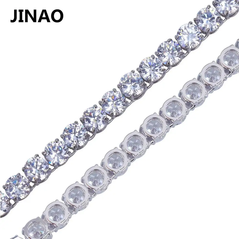 JINAO ожерелье в стиле хип-хоп золотого/серебряного цвета, медное микро ожерелье с фианитами 6 мм, теннисная цепочка с 1" 20" 2" 30" - Окраска металла: Silver