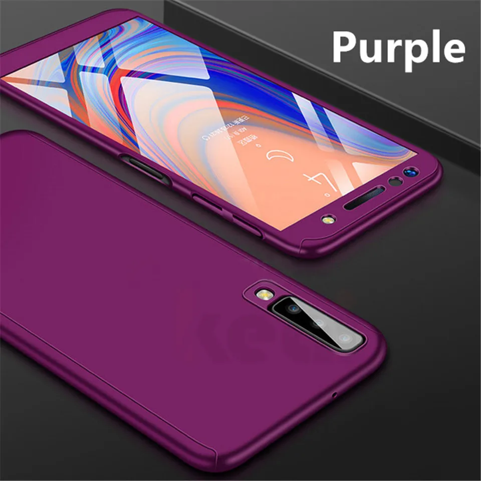Purple 360 Полное покрытие чехол для samsung Galaxy A7 A8 A9 A6 J8 J6 J4 Plus A5 A3 J7 J5 чехол s для M10 M20 A10 A30 A50 чехол - Цвет: Purple