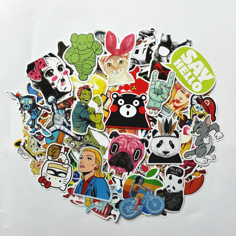 100 шт./упак. DIY водонепроницаемый ноутбука смешной автомобиль стикер для магистральных скейтборд Гитары холодильник этикета случайный смешанный игрушка наклейки