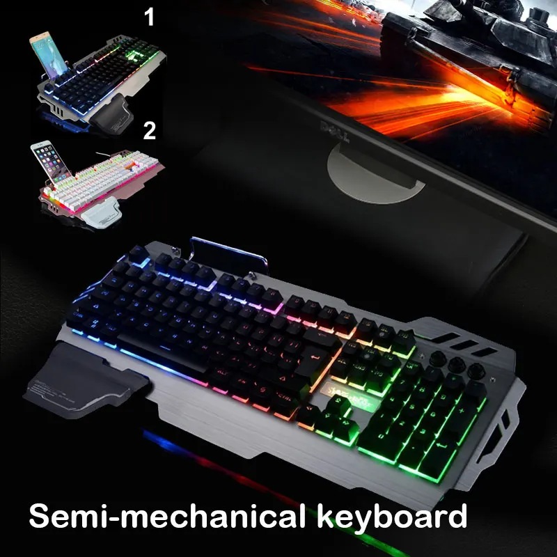 Игровая Проводная Механическая клавиатура 104 клавиш настоящий RGB синий