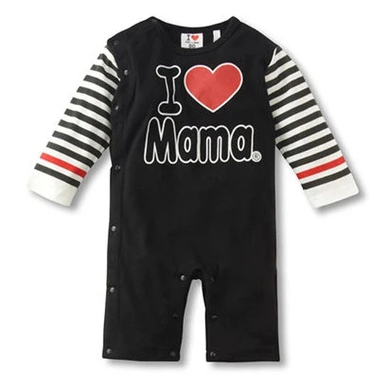 Черный С надписью «Love Mama Love Papa»(«Я люблю папу» для маленьких мальчиков, комбинезон с Одежда для новорожденных Оригинальность Дизайн Костюмы Ropa Bebe, Детский комбинезон для детей, начинающих ходить HB010 - Цвет: Черный