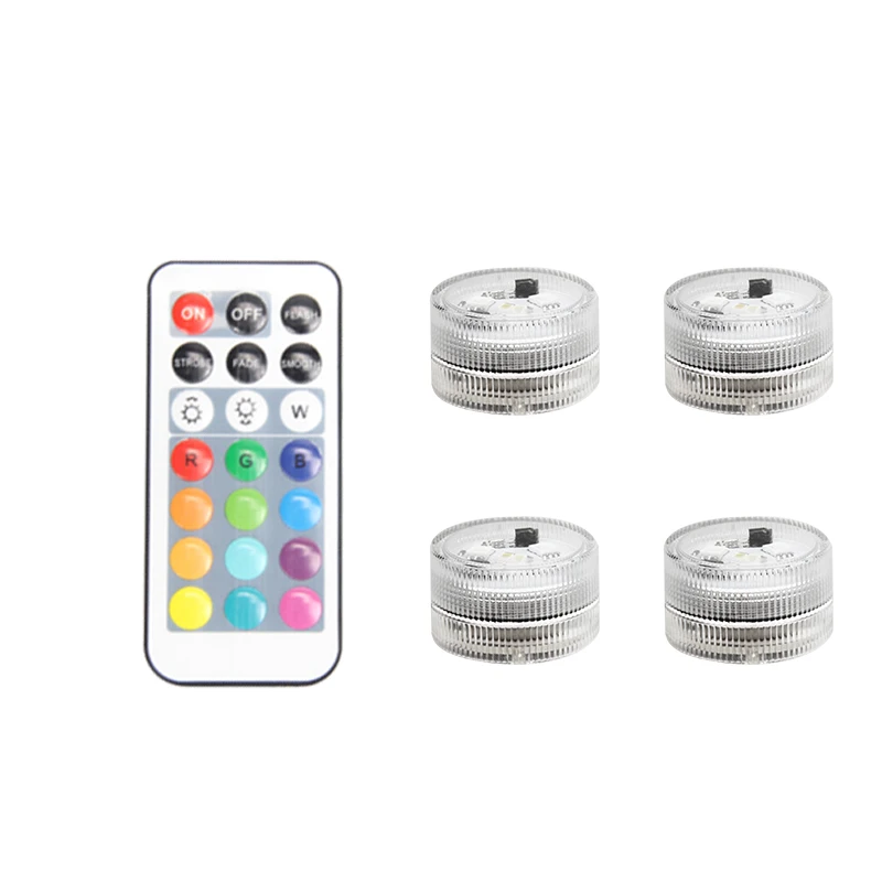 4 light 1 remote IP68 удаленный погружной светильник светодиодный аккумулятор водонепроницаемый бассейн обновление ночной Светильник Декор ваза Свадебная вечеринка праздник празднование - Испускаемый цвет: 4 light 1 remote