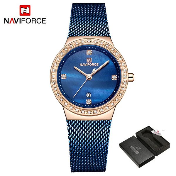 BlueBox NAVIFORCE Розовое золото для женщин Деловые кварцевые часы дамы лучший бренд класса люкс женские наручные часы обувь для девочек Relogio Feminin - Цвет: BlueBox