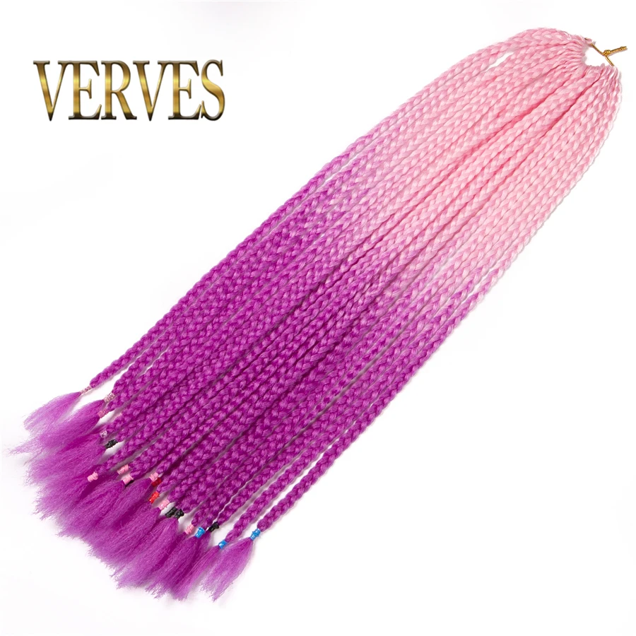 Вязанные косички VERVES 24 дюймов коробка оплетка 22 корня/упаковка Омбре синтетическое плетение волос Термостойкое волокно распределительный конец