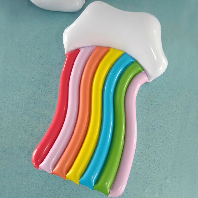 180cm Inflatable Rainbow Cloud Float Summer Swimming Ring For Adult Kids Water Party Toys Rainbow Floating Row