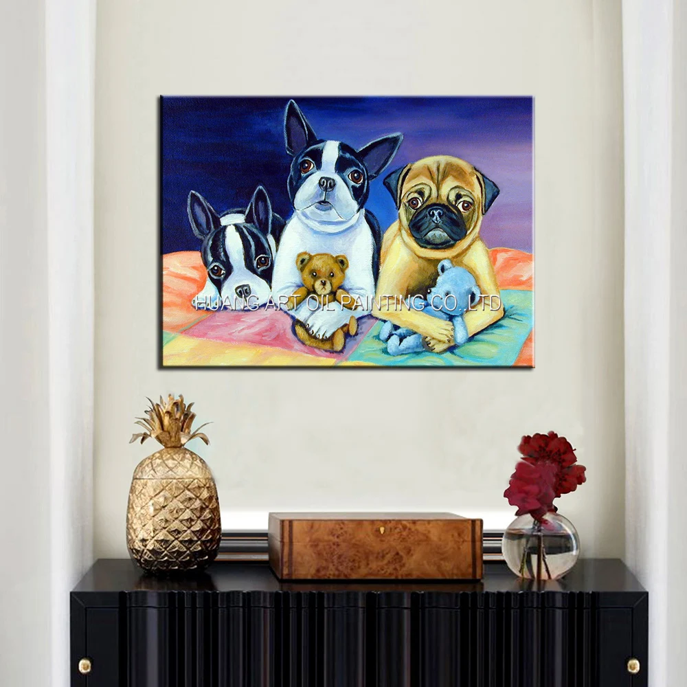 Картина маслом на холсте 100% ручная работа для декора комнаты щенков вечеринок