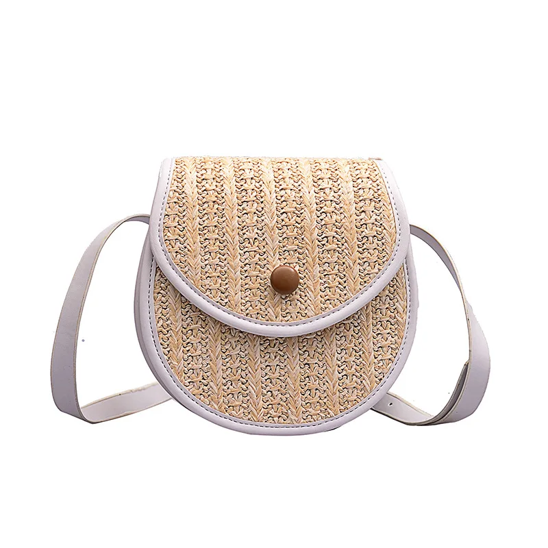 Модная женская летняя пляжная сумка тканая седельная маленькая сумочка через