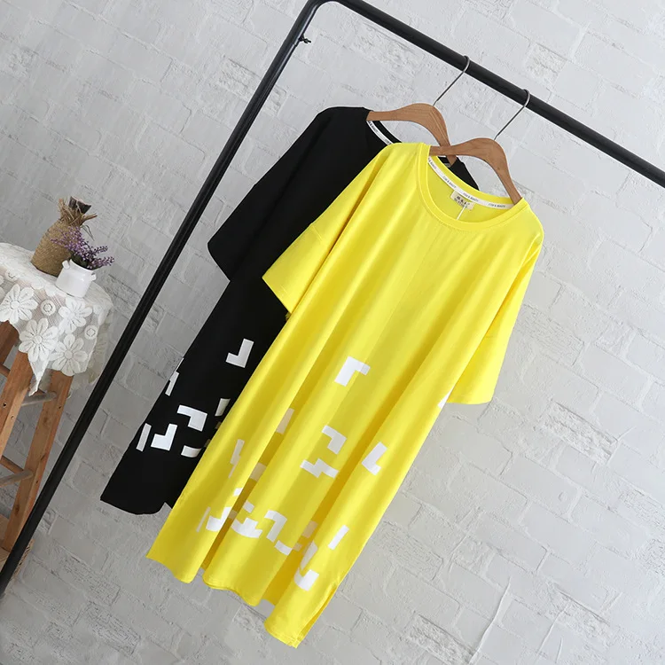 5 XL Плюс Размер Топы тройники Женские повседневные с коротким рукавом длинный