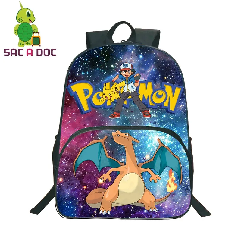 16 дюймов рюкзаки Покемон Bookbag галактика Вселенная Космос Покемон Charizard печать студенческий рюкзак подростковые детские школьные сумки