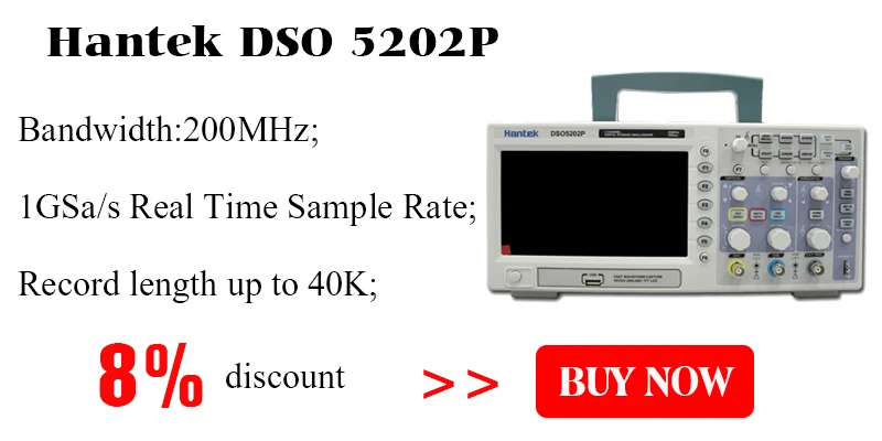 Hantek Dso5102p Цифровой осциллограф 100 МГц 2 канала 1gsa/s 7 ''Tft Lcd лучше, чем Ads1102cal