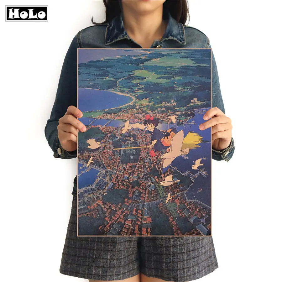 Служба доставки Kiki вертикальный винтажный постер из крафт бумаги в стиле ретро