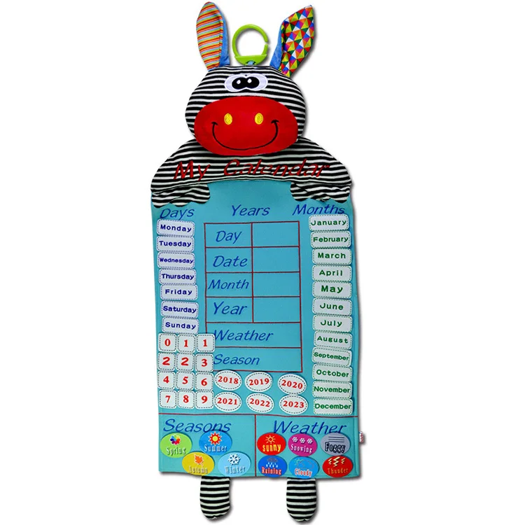 Donkey Детский календарь, игрушка, время обучения, погода, сезоны, раннее образование, тканевый настенный календарь, календарь, обучающие игрушки для детей - Цвет: Donkey