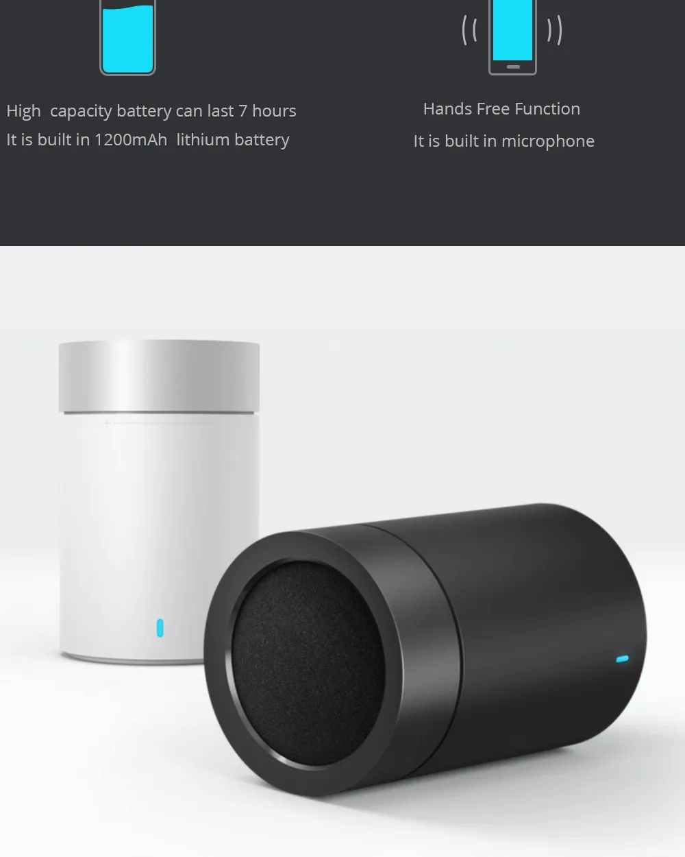 Xiaomi Мини-динамик 2 Портативный беспроводной Bluetooth V4.1 Hands Free цилиндрическая форма встроенный литиевый аккумулятор динамик s