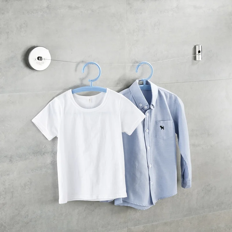 Portable Stainless Steel Retractable Clothesline Indoor Outdoor Laundry Hanger Clothes Dryer Organiser Clothes Drying Rack Rope