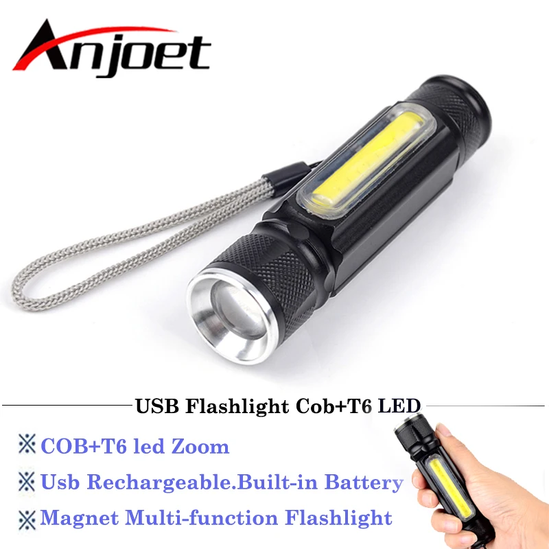 Мощный светодиодный фонарик, фонарь с магнитом X900 COB CREE XM-L T6, Ручной Карманный светильник для кемпинга, зарядка через USB, 5000 люмен