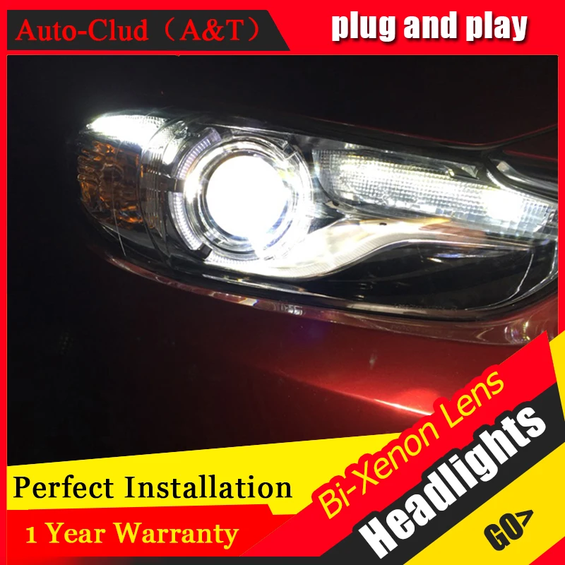 

Car Styling New For Mazda 6 led headlights 2014-2015 Led Mazda6 head lamp Angel eye led drl H7 hid Bi-Xenon Lens low beam