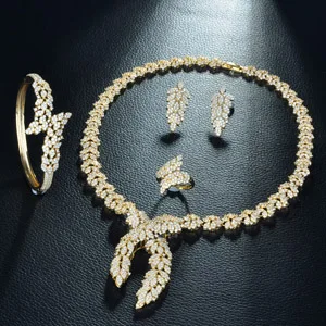 Be 8 AAA Micro Pave кубический цирконий камни роскошный Дубай Золотой Цвет свадебное ожерелье комплекты украшений для женщин Мода S290 - Окраска металла: gold color
