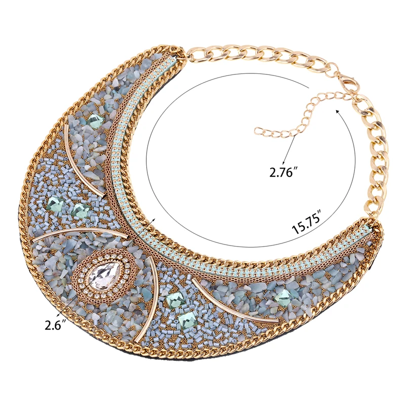 Модные богемные Стиль инкрустированные небольшой натуральный камень Золотой