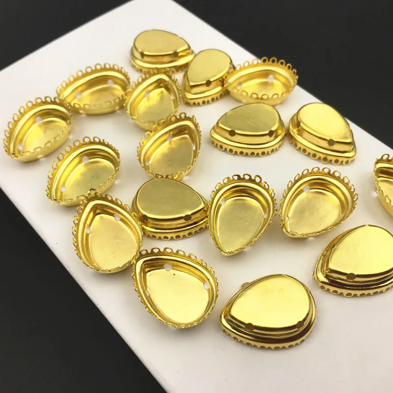 Arrivial в форме капель кружева настройки \ серебрянный/Золотые когти 4Holes10x14mm, 13x18 мм бусины в форме слезки металлические элементы для настройки декоративные камни
