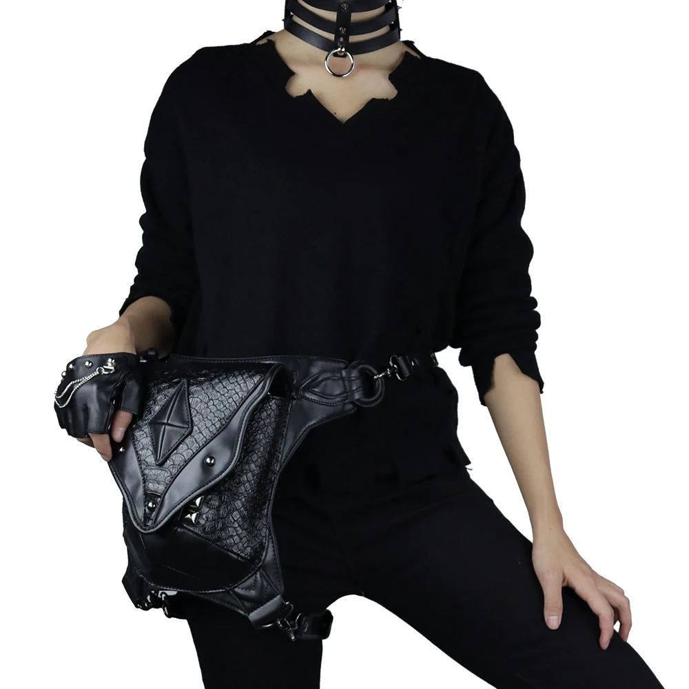Стимпанк ног сумка для женщин мужчин Посланник Сумка черный Винтаж поясные сумки