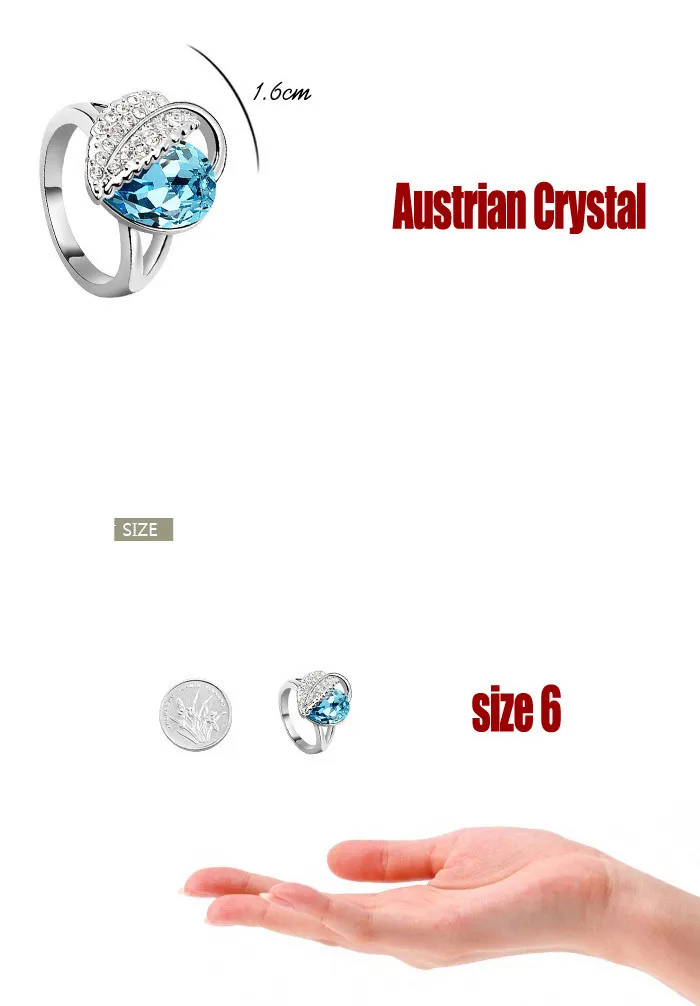 Бесплатная доставка Розничная Мода австрийского Хрусталя белого золота Цвет