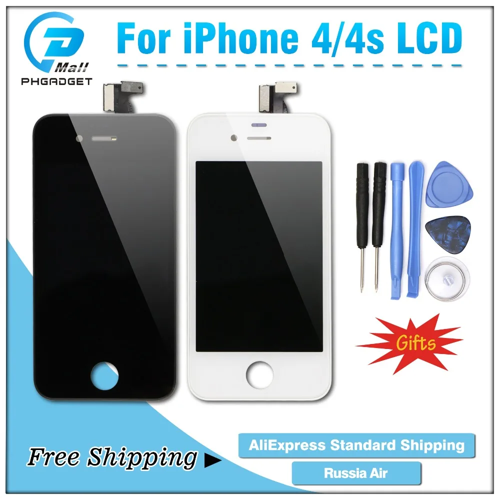 Нормальная Доставка! AAA OEM качество дигитайзер сенсорный экран для iPhone 4 4S ЖК